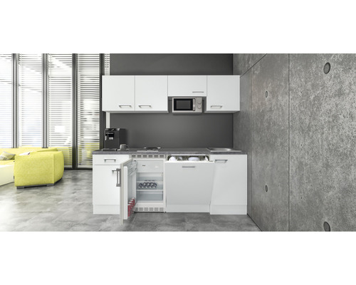 Flex Well Küchenzeile mit Geräten Varo 210 cm Frontfarbe weiß matt Korpusfarbe weiß zerlegt