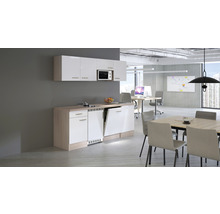 Küchenzeile Flex Well Valero 210 cm Frontfarbe Weiß Hochglanz Korpusfarbe Sonoma Eiche inkl. Einbaugeräte-thumb-2