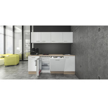 Küchenzeile Flex Well Valero 210 cm Frontfarbe Weiß Hochglanz Korpusfarbe Sonoma Eiche inkl. Einbaugeräte-thumb-0