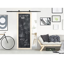 Schiebetür mit Kreidetafel und Aufschrift im Wohnzimmer