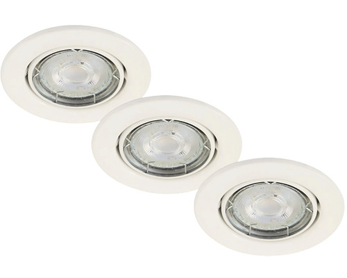 LED Einbauleuchten-Set 3-tlg 3-step dimmbar IP23 3x5W 3x460 lm 3000 K warmweiß schwenkbar weiß Ø 86/68 mm 230V