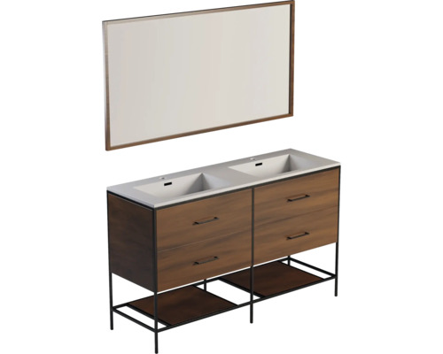 Waschtischunterschrank mit zwei Waschbecken und Spiegel für das Badezimmer