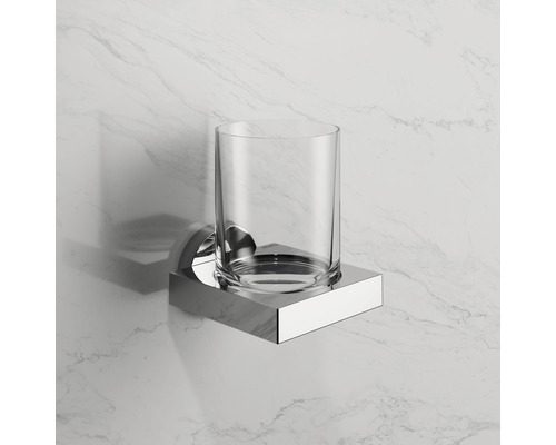 Wandmontierter Zahnputzbecherhalter mit Glas