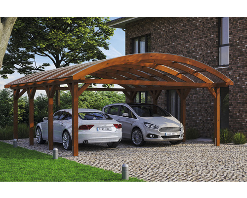 Einzelcarport SKAN HOLZ Franken inkl. Pfostenanker 376 bei HORNBACH kaufen nussbaum x cm 969