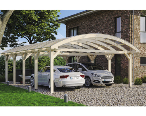 Doppelcarport SKAN HOLZ Franken inkl. Pfostenanker 635 x 969 cm natur