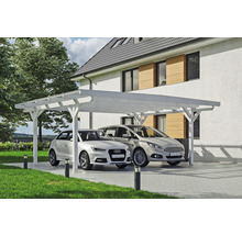 Doppelcarport SKAN HOLZ Odenwald inkl. Pfostenanker 640 x 541 cm weiß