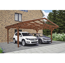 Doppelcarport SKAN HOLZ Westerwald inkl. Pfostenanker 570 x 541 cm nussbaum