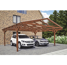 Doppelcarport SKAN HOLZ Westerwald inkl. Pfostenanker 570 x 648 cm nussbaum