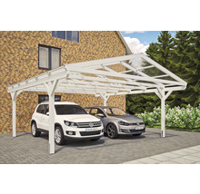 Doppelcarport SKAN HOLZ Westerwald inkl. Pfostenanker 570 x 648 cm weiß