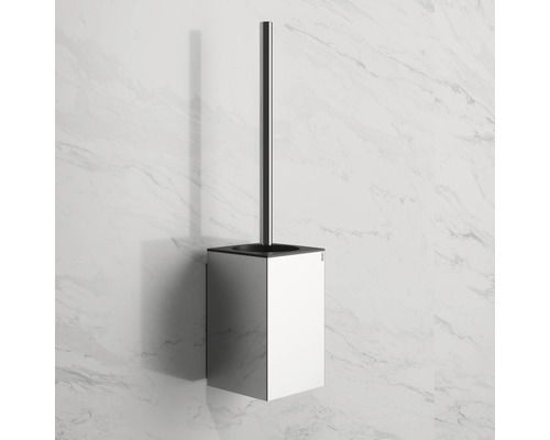 Wand-WC-Garnitur mit Bürste und Behälter aus Edelstahl