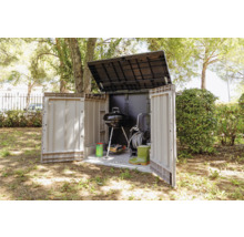Mülltonnenbox Stora Way Plus XL inkl. Gasdruckfedern 145 x 85 x 124,5 cm Holzoptik taupe-anthrazit