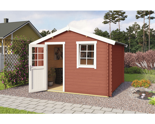 Gartenhaus Outdoor Life Wels 3 inkl. Fußboden 339,8 x 320 cm schwedischrot Holzgartenhaus mit Doppeltür und Fenster