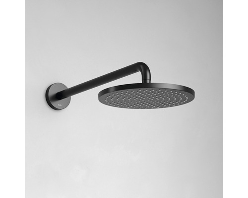 Schwarzer Duschkopf mit Wandarm