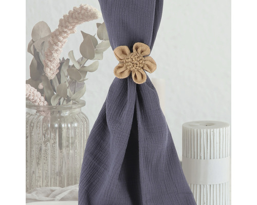 Dekorative Vorhanghalterung in Blumenform aus Jute