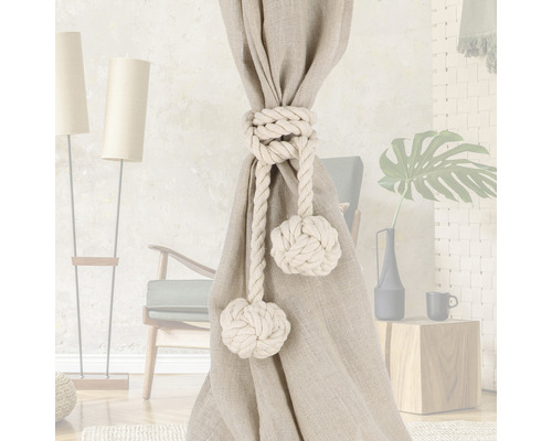 Dekorative Vorhanghalterung aus Seil mit Knoten