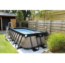 Aufstellpool Framepool-Set EXIT WoodPool rechteckig 400x200x100 cm inkl. Kartuschenfilteranlage & Leiter Holzoptik