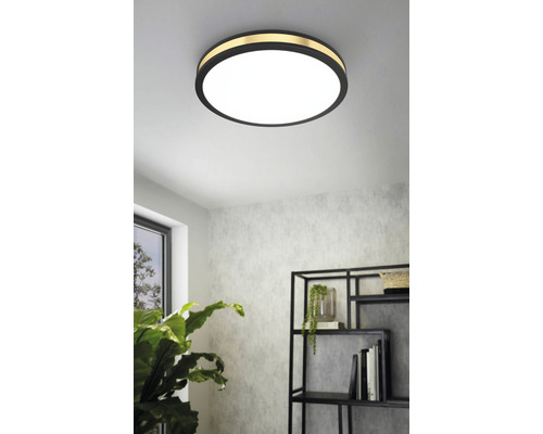 Innenaufnahme einer runden Deckenleuchte mit Dekorring