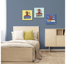 Dekoratives Zimmer mit drei Spider-Man Leinwandbildern an der Wand