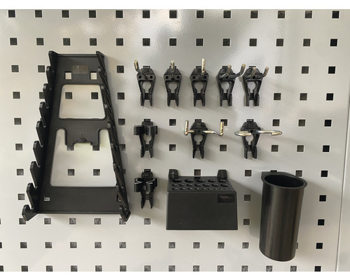 Werkzeugwand Zubehör-Set mit Haken, Halterungen und Ablagebehälter