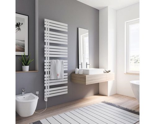 Modernes Badezimmer mit Heizkörper, Waschtisch und Bidet