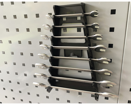 Schraubenschlüsselset mit Halter zur Werkzeugwandbefestigung