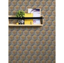 Vliestapete 38748-3 Nara Geometrisch gelbblau