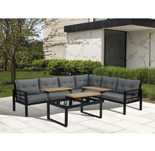 Gartenset mit Ecksofa, Metallrahmen und höhenverstellbarem Tisch