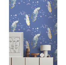 Vliestapete 38906-3 House of Turnowsky Pfau Blumen blau rosa-thumb-4