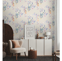 Vliestapete 38906-4 House of Turnowsky Pfau Blumen grau blau rot-thumb-4