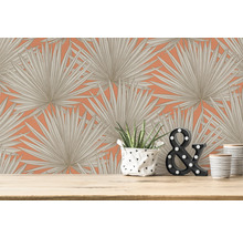 Vliestapete 39090-3 Antigua Palmenblätter orange-beige-thumb-4