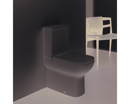 Stand-WC mit Spülkasten und WC-Sitz in Badezimmer