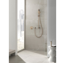 Badezimmer mit Duscharmatur, Handbrause, Thermostat und Ablage