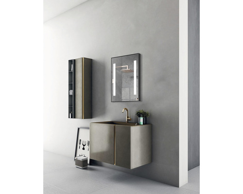 Modernes Badezimmerensemble mit Waschtischunterschrank, Spiegelschrank und Spiegel