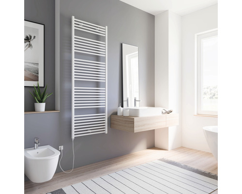 Badezimmer mit Handtuchwärmer, Waschtisch und Bidet