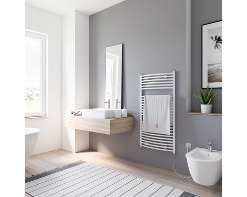 Modernes Badezimmer mit Heizkörper, Waschtisch und Bidet