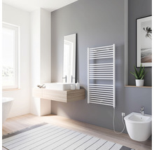 Modernes Badezimmer mit Heizkörper, Waschtisch und Bidet