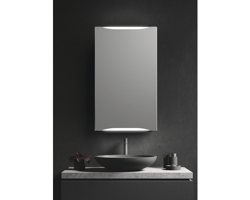 Badezimmerwaschtisch mit Aufsatzwaschbecken, Spiegel und Armatur