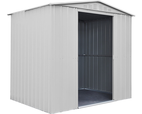 Metall Gerätehaus mit offener Tür