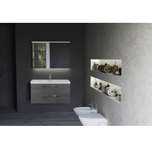 Badmöbel-Set Sanox Seville BxHxT 81 x 52 x 46 cm Frontfarbe beton anthrazit mit Waschtisch Keramik weiß-thumb-3