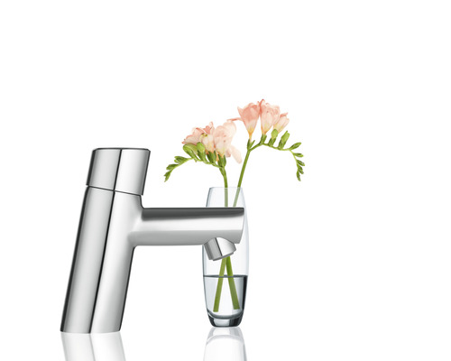 Wasserhahn mit Blumenvase