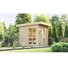 Saunahaus Weka Kuopio inkl.9 kW Ofen u.ext.Steuerung mit Fenster und Holztüre mit Isolierglas wärmegedämmt