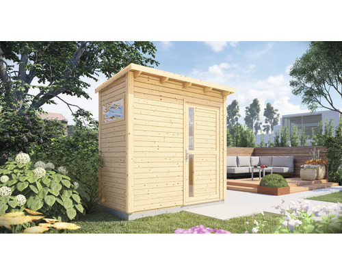 Gartenhaus Bertilo Pentus 1 inkl. Fußboden 246 x 143 cm natur Holzgartenhaus mit Fenster und Tür im Garten