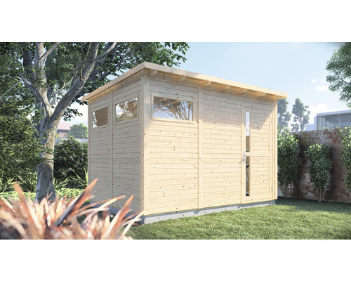 Gartenhaus Bertilo Pentus 3 inkl. Fußboden 359 x 265 cm natur Holzgartenhaus mit Fenstern und Tür im Garten