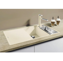 Spüle Blanco Axia III 6 S-F 990 x 500 mm softweiß 527049 1 Spülbecken Flächenbündig Flächenbündige Optik Mit Tropffläche Becken rechts Mit Restebecken
