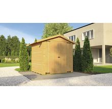 Gartenschuppen aus Holz mit Doppeltür im Außenbereich