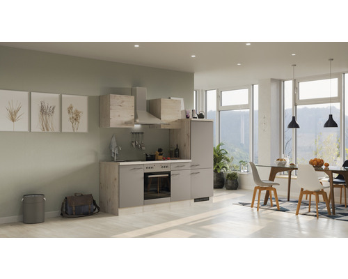 Flex Well Küchenzeile mit Geräten Riva 220 cm Frontfarbe | HORNBACH | Spülenschränke