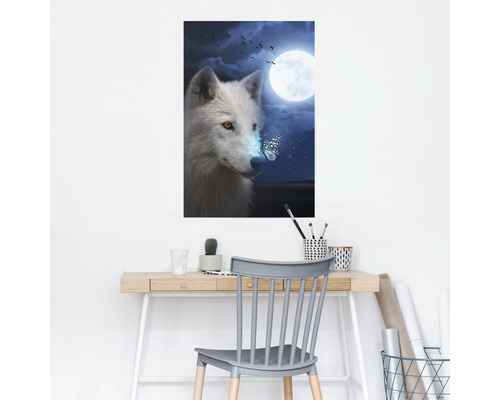 Dekoratives Wandbild mit Wolfmotiv für eine stimmungsvolle Atmosphäre