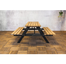 Holz-Biertischgarnitur mit schwarzem Gestell