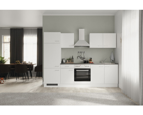 Flex Well Küchenzeile mit Geräten Lucca 270 cm Frontfarbe weiß matt Korpusfarbe weiß zerlegt