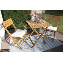 Gartenmöbelset GARDEN PLACE Lisa 2 -Sitzer 3 tlg. braun aus Holz, klappbar, inkl. Sitzkissen